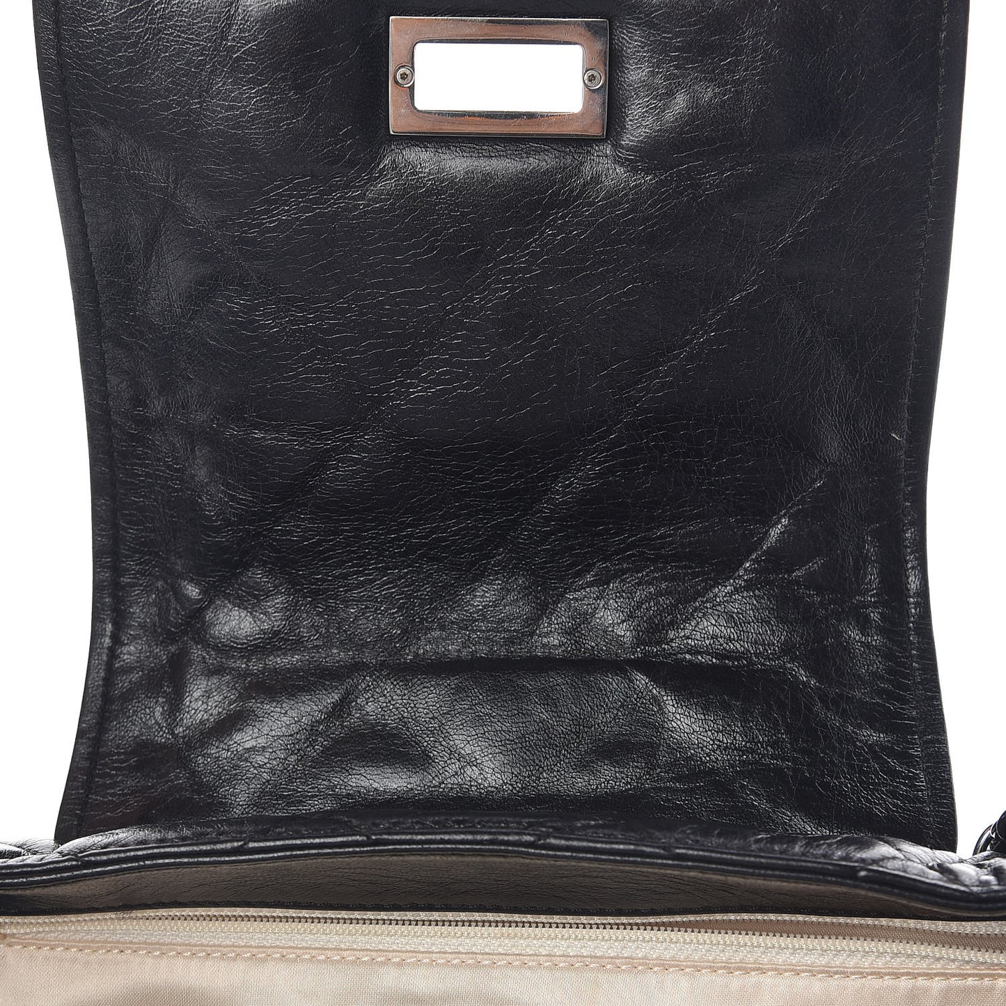 Lambskin Quilted East West Accordion Flap Black