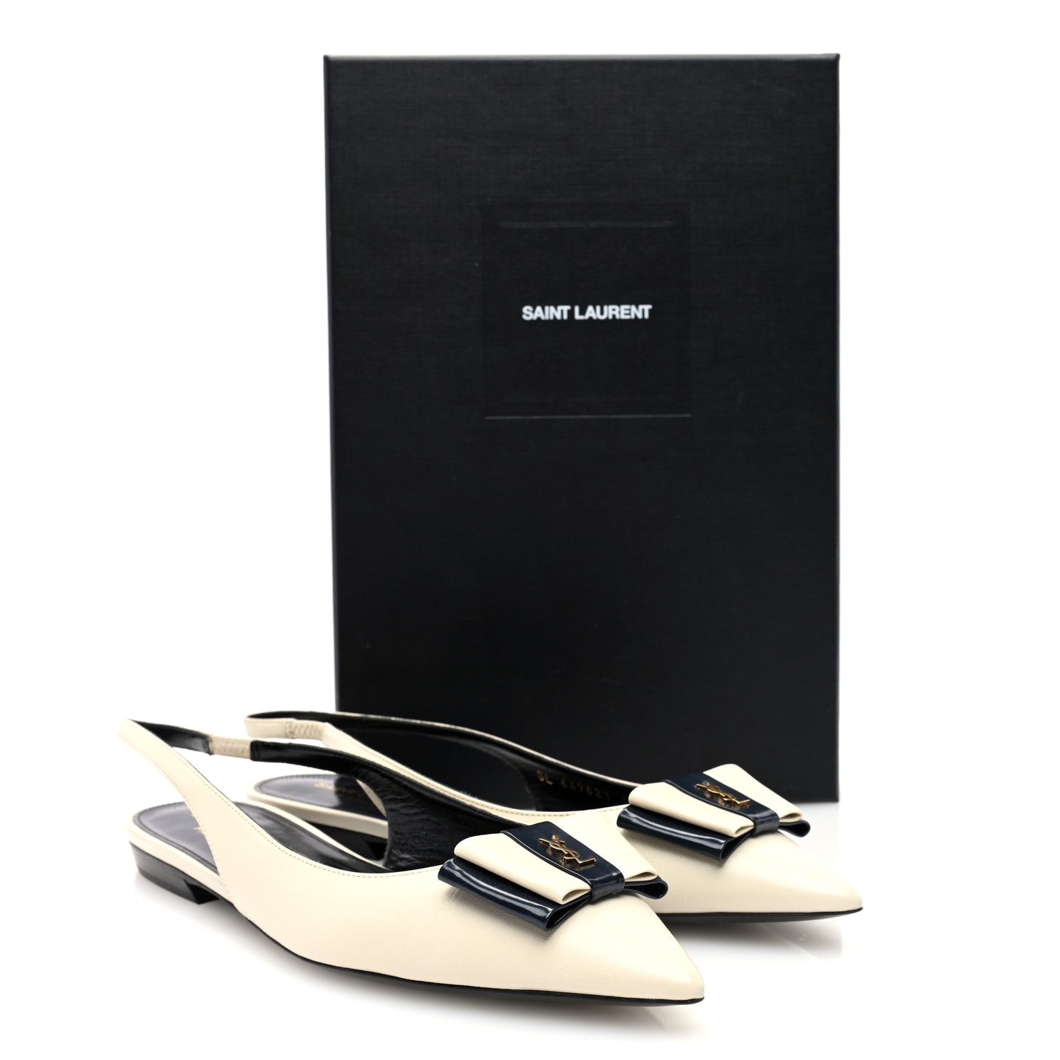 Saint Laurent Belfagor Anais Slingback Flats 39 Navy Pearl 8 of 8