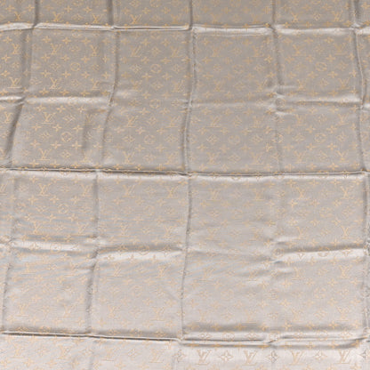 Louis Vuitton Silk Lurex Wool Monogram Shine Shawl Greige 4 of 5