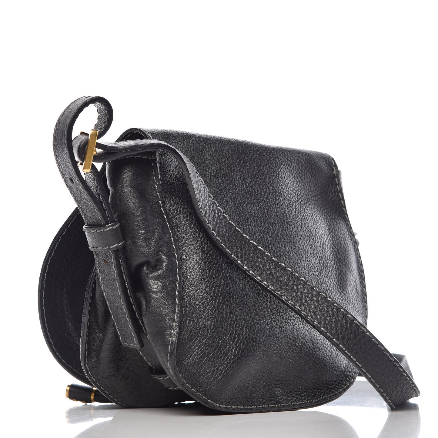 Calfskin Mini Marcie Round Crossbody Bag Black