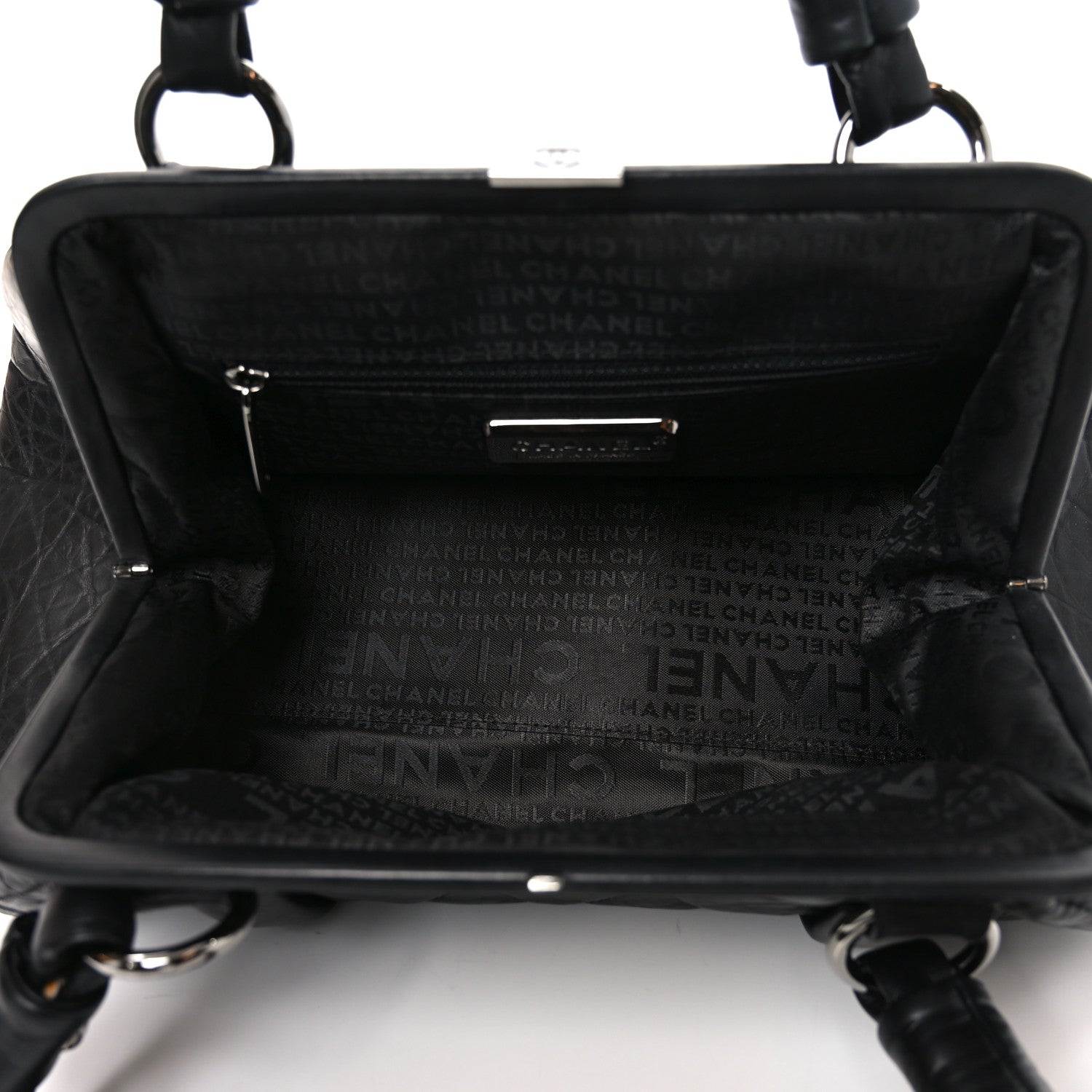 Chanel Distressed Lambskin Lady Braid Frame Bowler Black 5 of 10