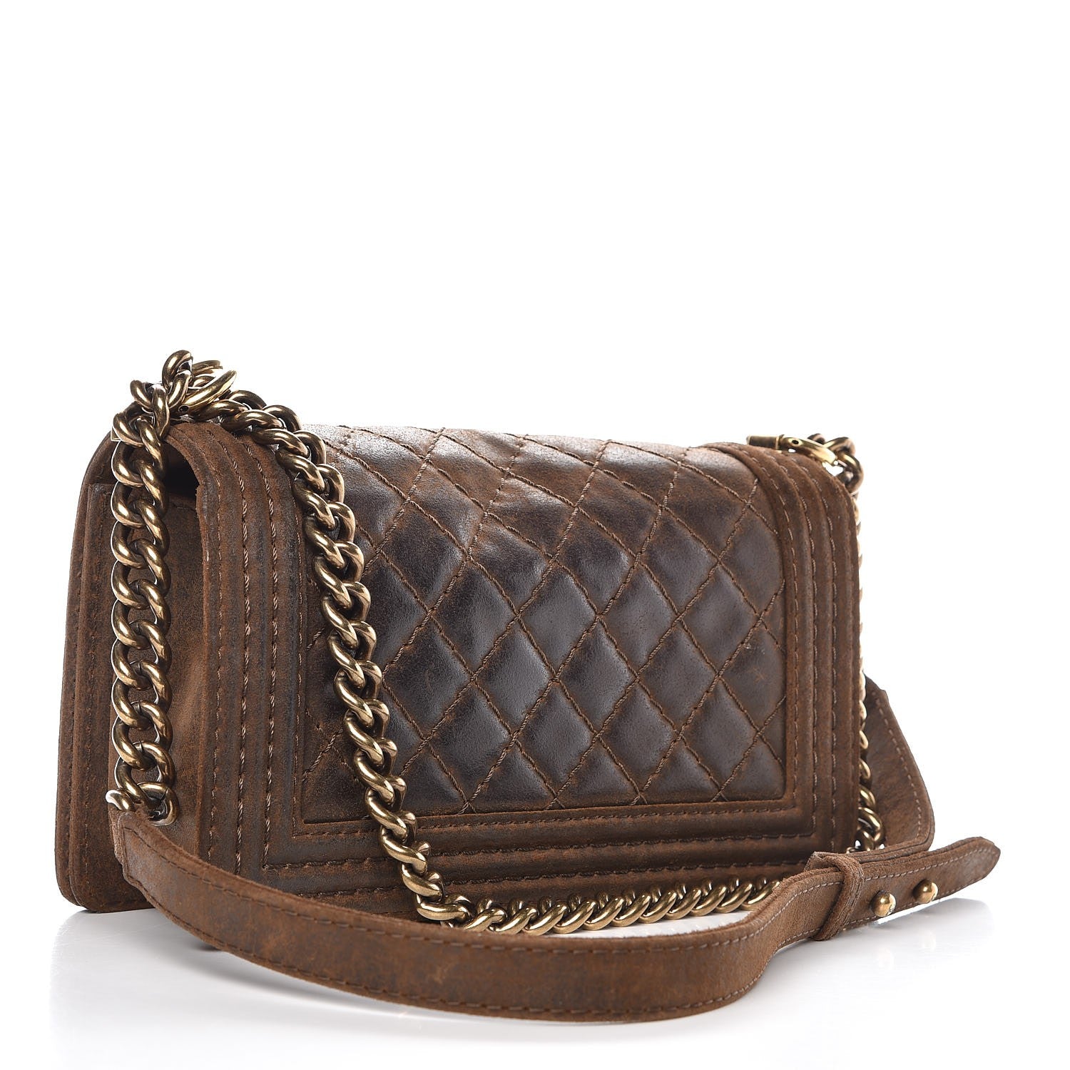Chanel Nubuck Quilted Medium Boy Flap Brown 3 of 14