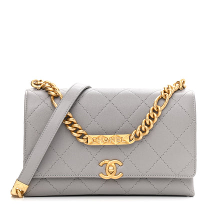 Chanel Caviar Quilted Bracelet On Chain Flap Grey 1 of 11