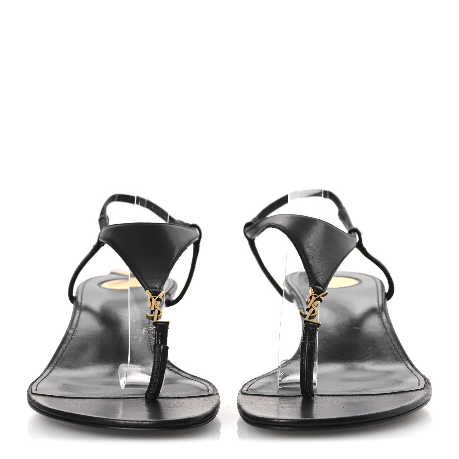 Saint Laurent Smooth Calfskin Cassandra Monogram Sandals 38 Black 5 of 22