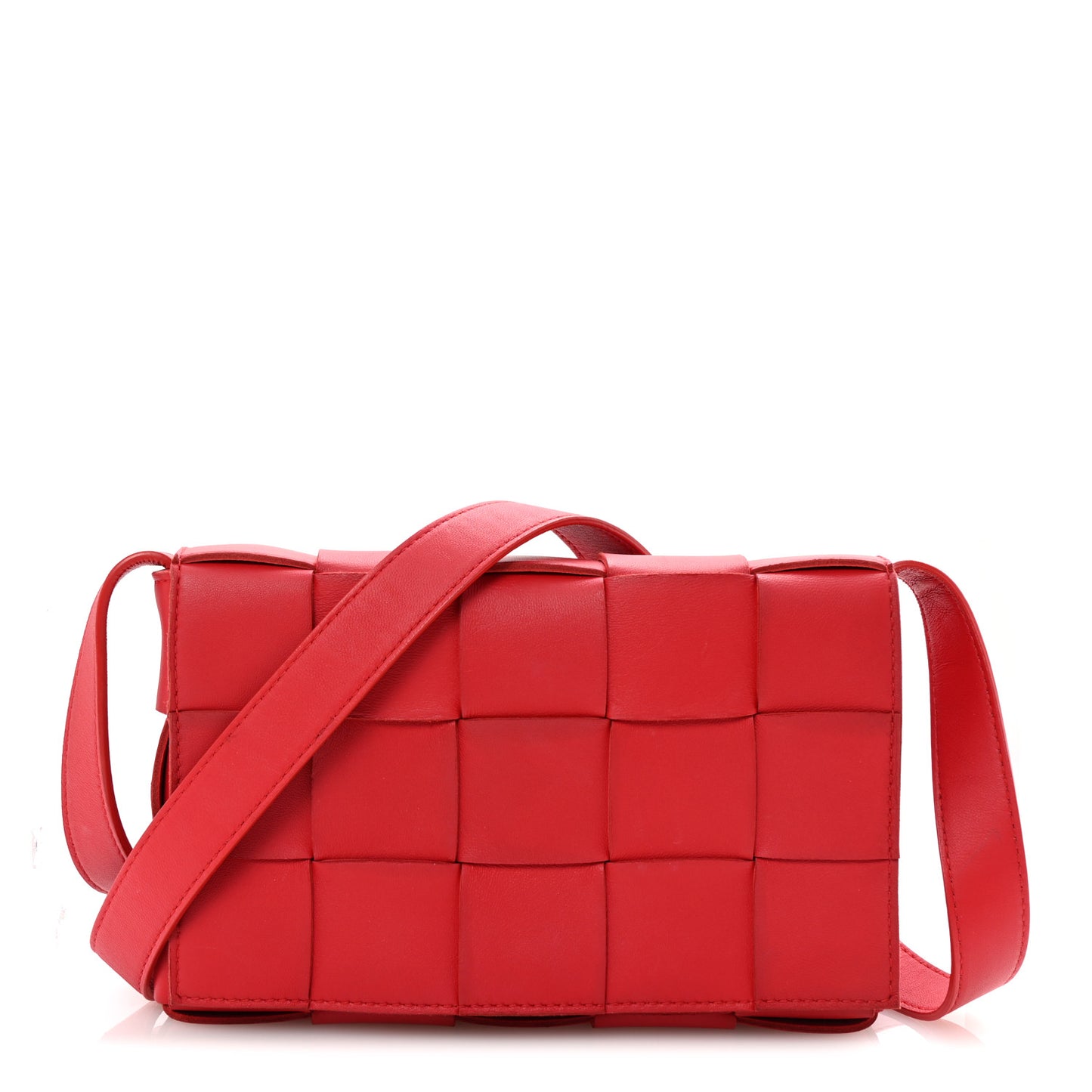 Lambskin Maxi Intrecciato Cassette Crossbody Bag Redstone