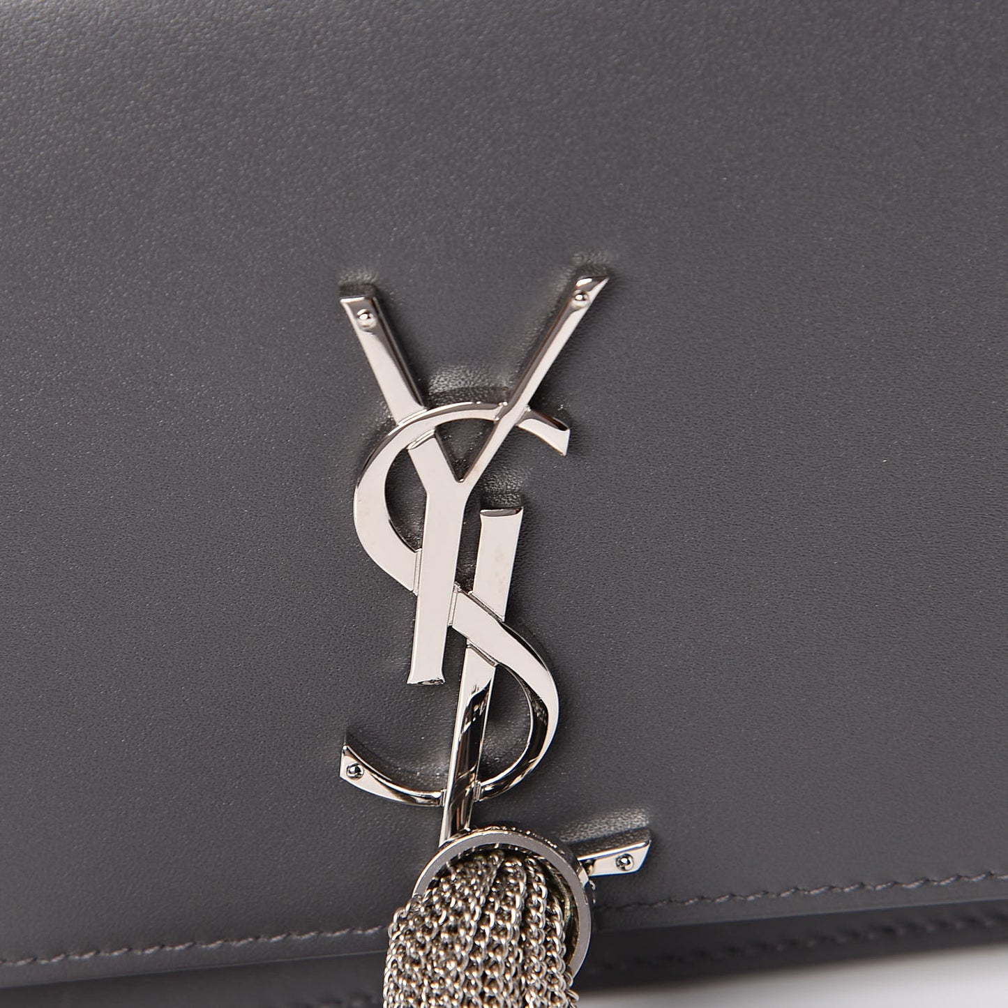 Smooth Calfskin Classic Monogram Kate Tassel Chain Wallet Asphalt