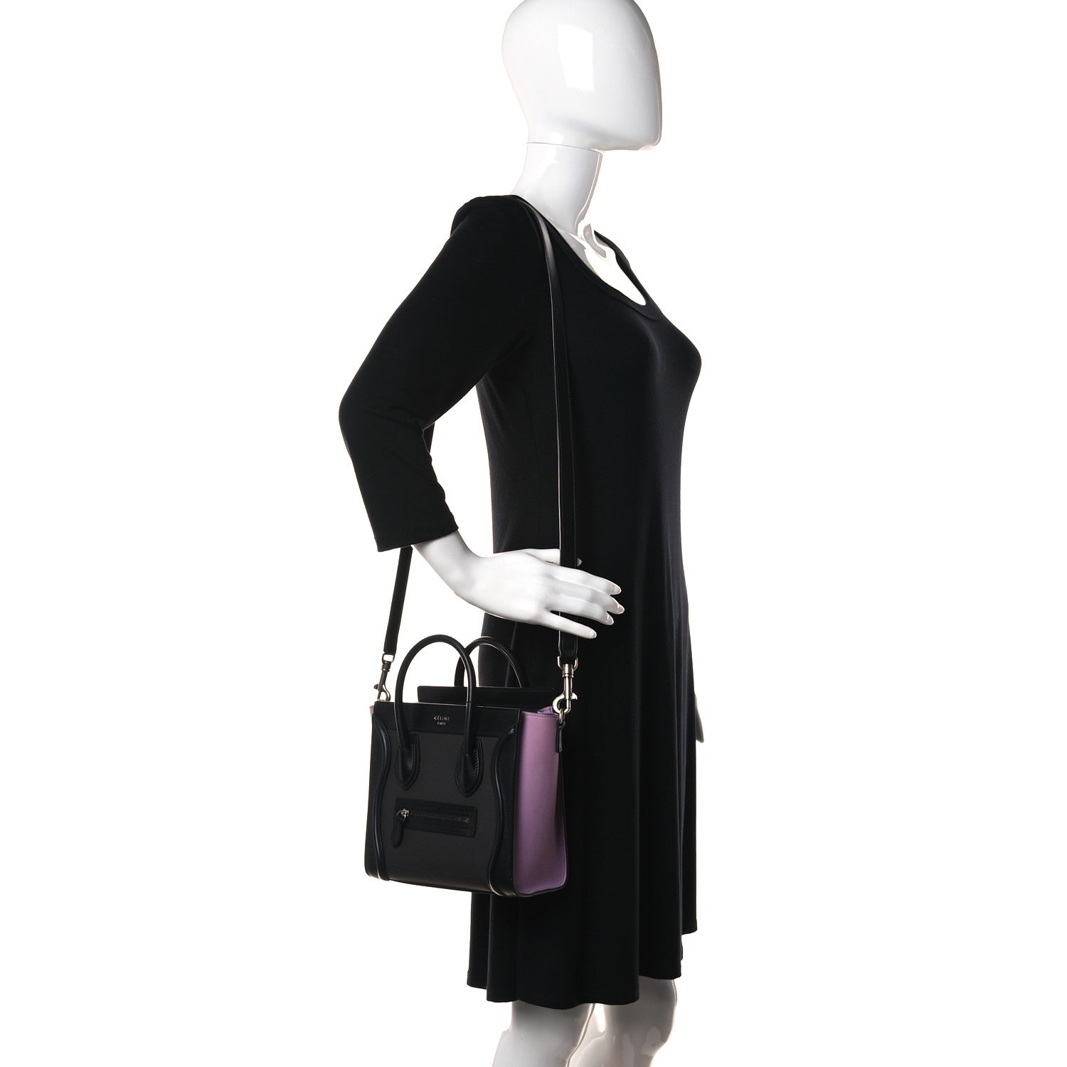 Celine Smooth Drummed Calfskin Tri-color Nano Luggage Anthracite 2 of 11