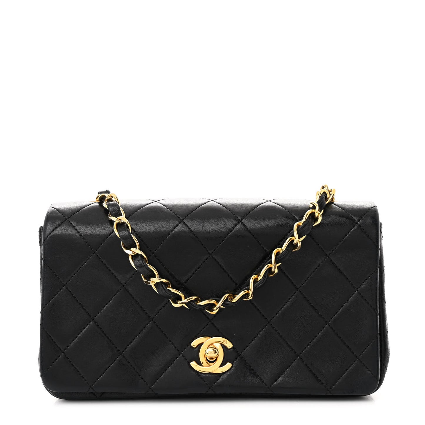 Lambskin Quilted Small Single Flap Black
