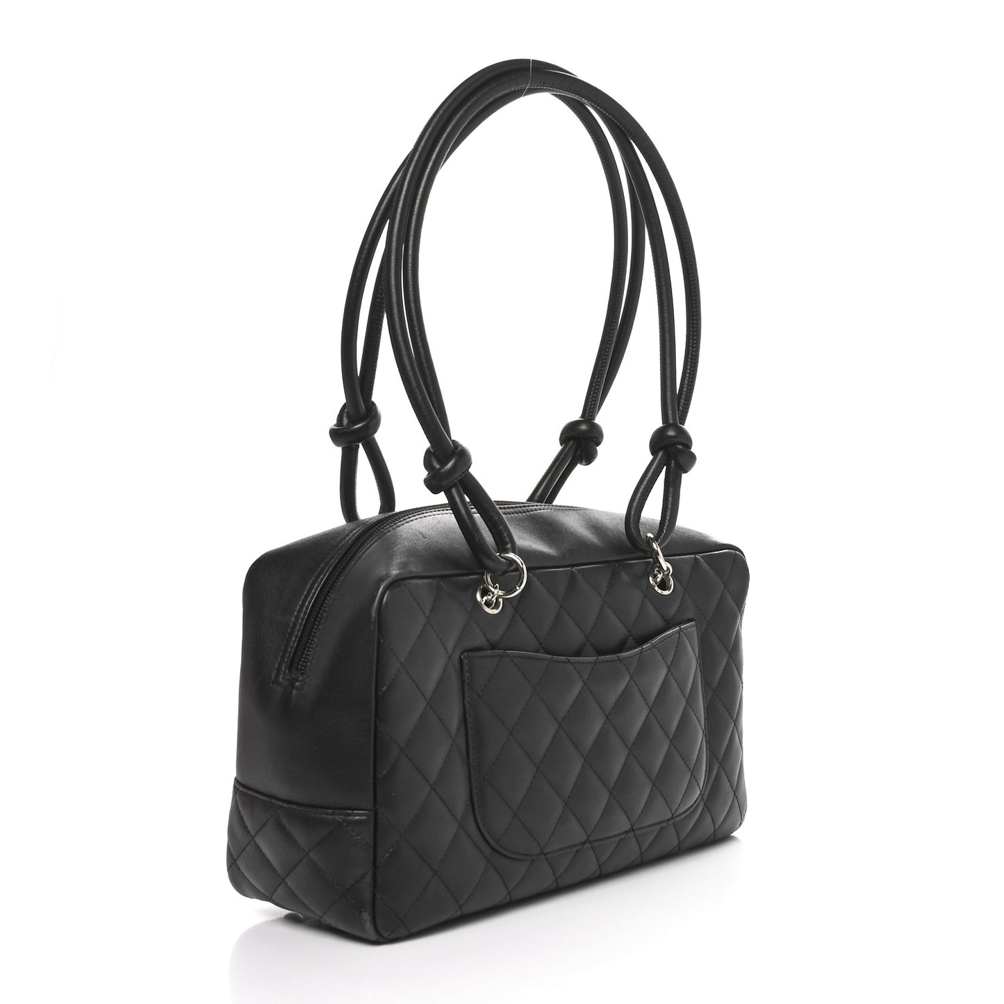 Calfskin Quilted Large Cambon Bowler Black White