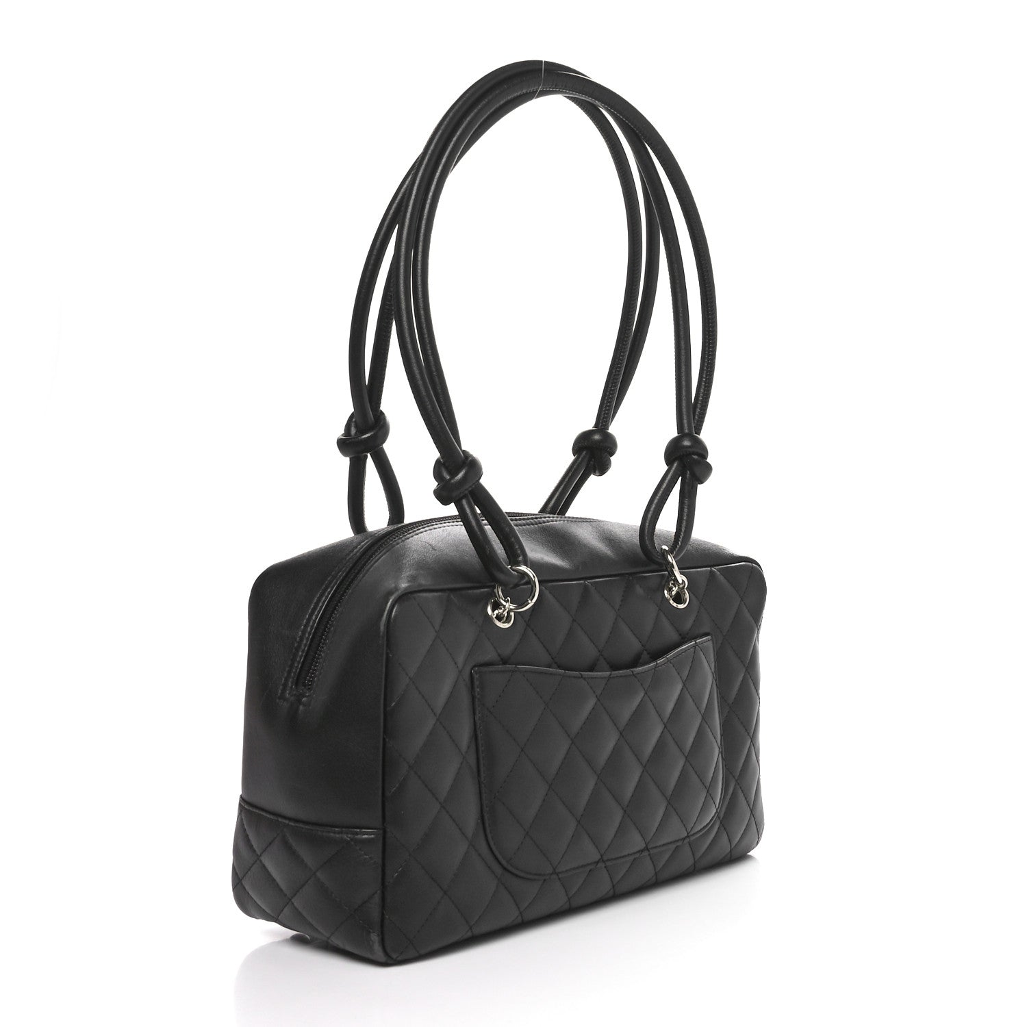 Chanel Calfskin Quilted Large Cambon Bowler Black White 2 of 10