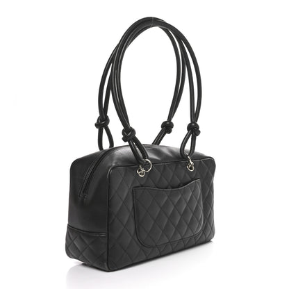 Chanel Calfskin Quilted Large Cambon Bowler Black White 2 of 10