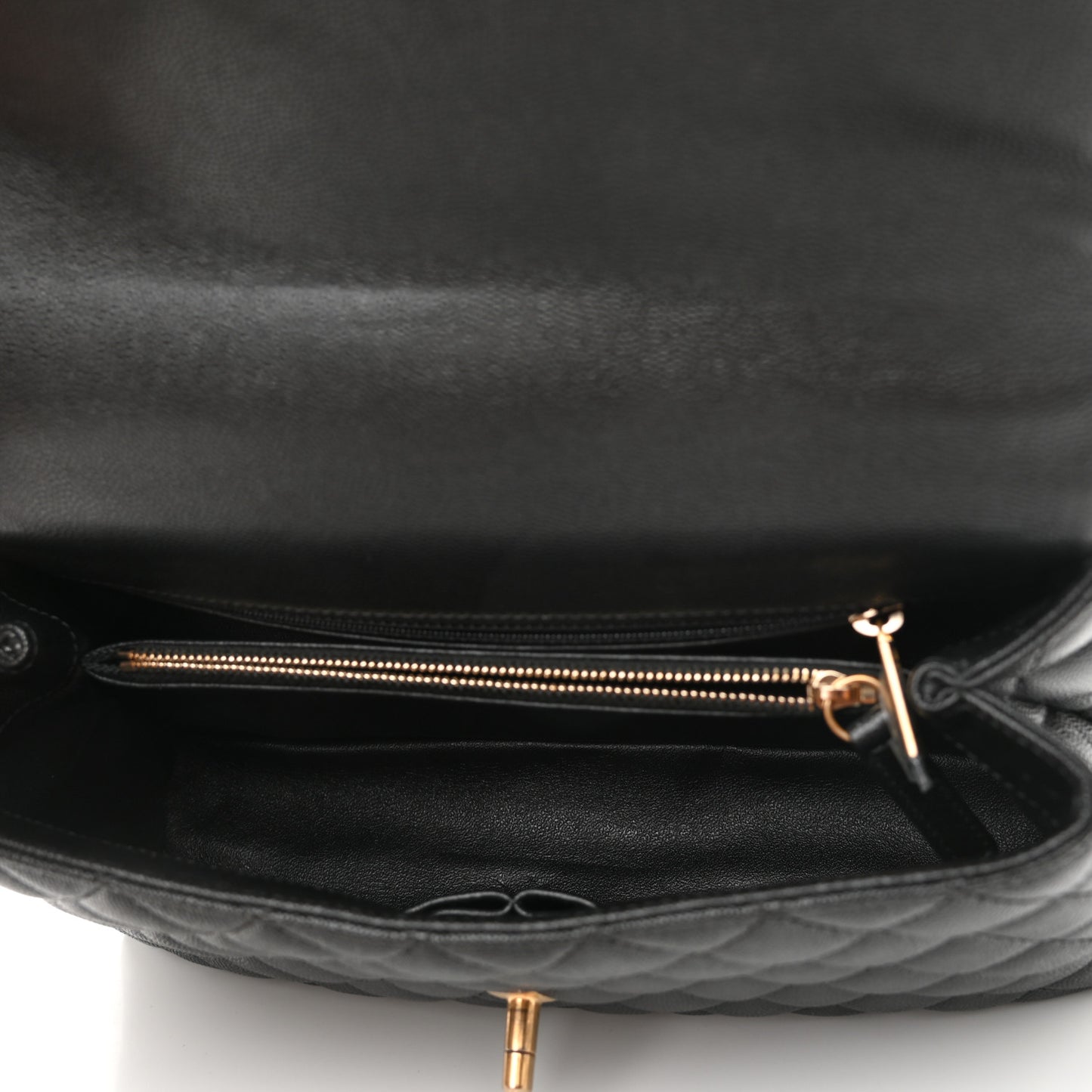Caviar Elaphe Quilted Small Coco Handle Flap Black