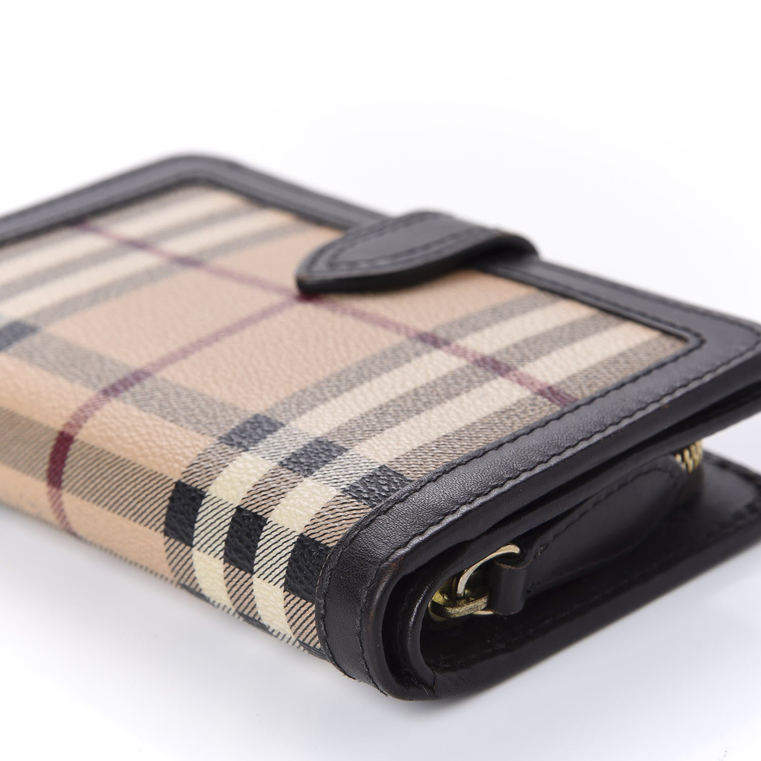 Burberry Haymarket Check Compact Zip Wallet Chocolate 7 of 10