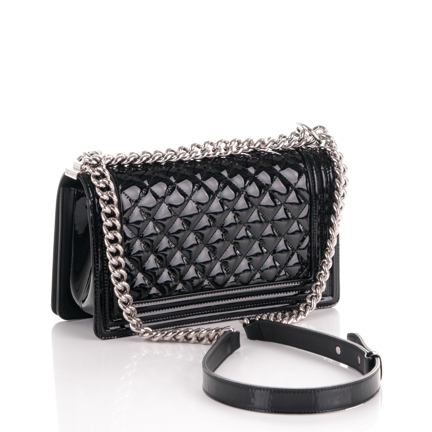 Chanel Patent Calfskin Quilted Medium Plexiglass Boy Flap Black 3 of 7
