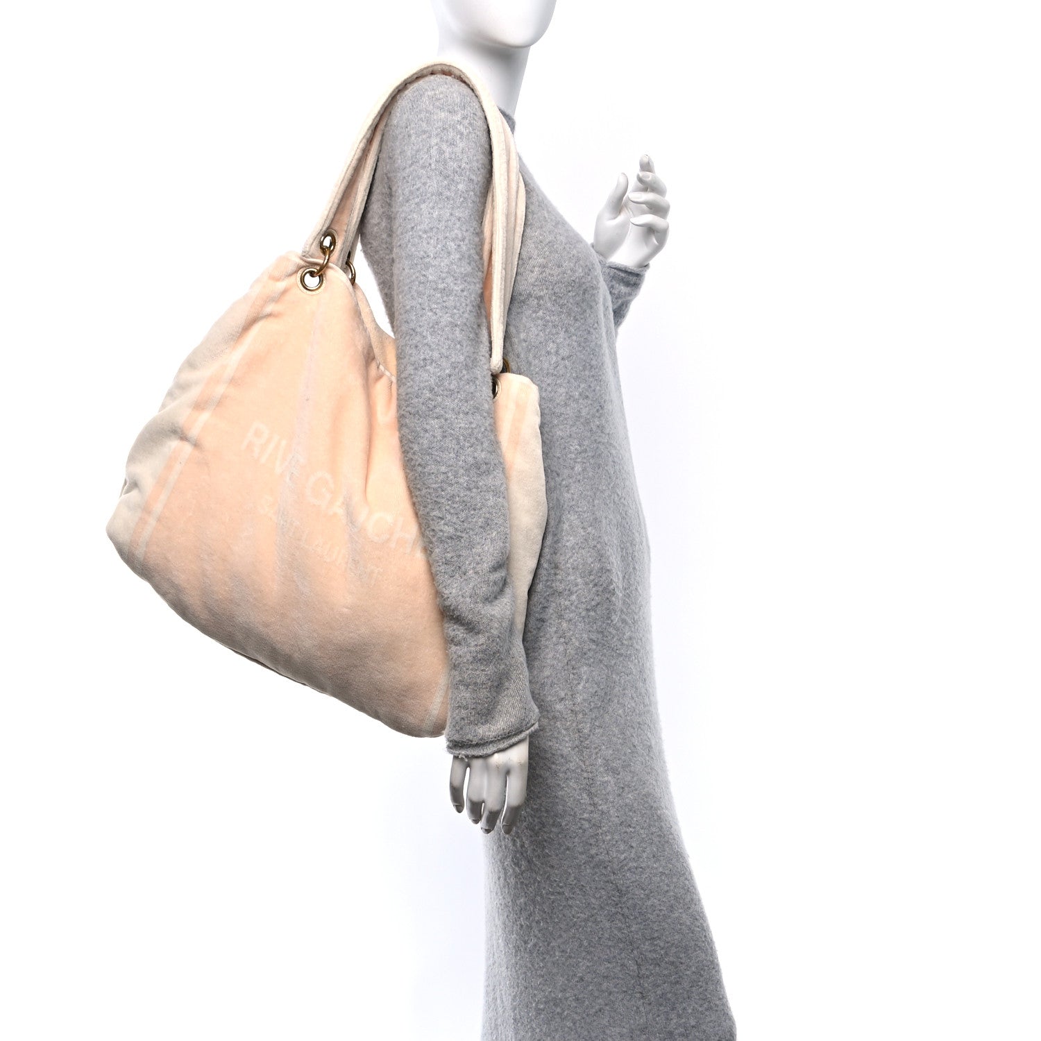 Saint Laurent Terrycloth Rive Gauche Towel Tote Beige 2 of 9
