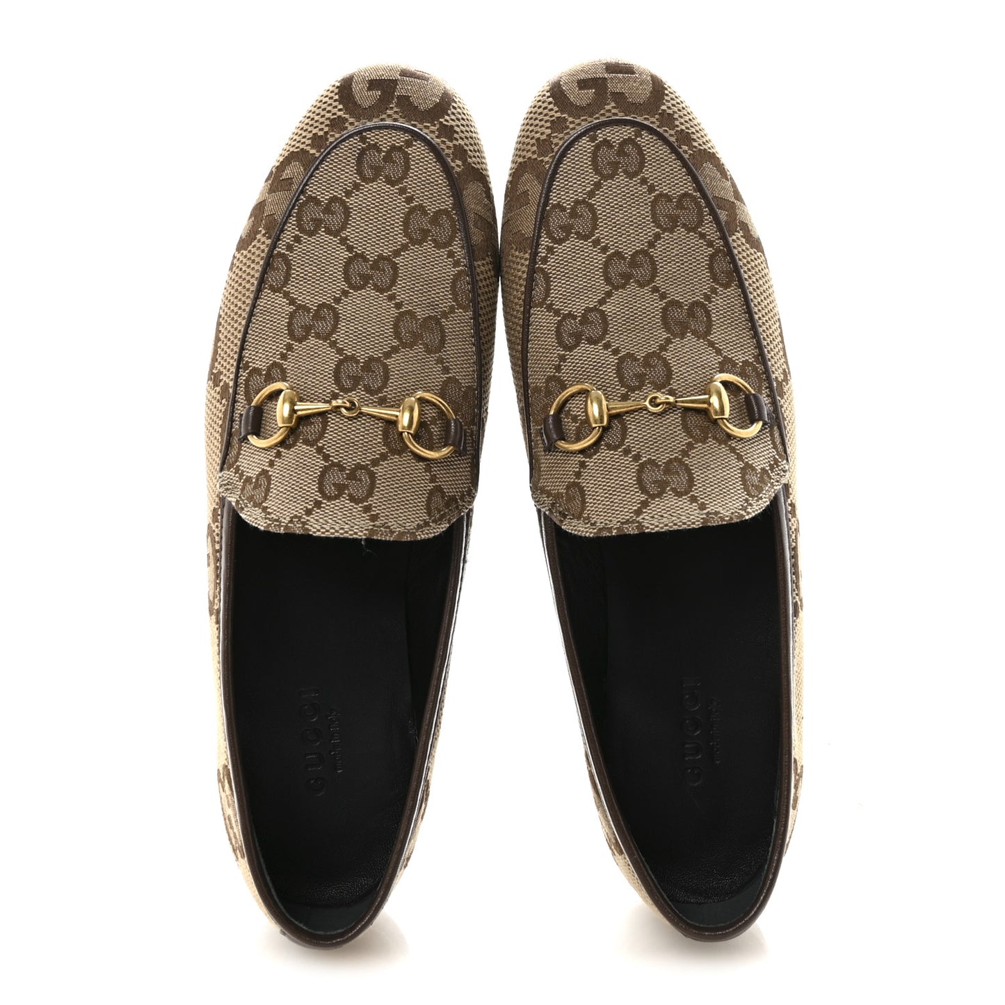 Monogram Jumbo GG Malaga Kid Horsebit Womens Jordaan Loafers 36.5 Camel Ebony New Acero Beige
