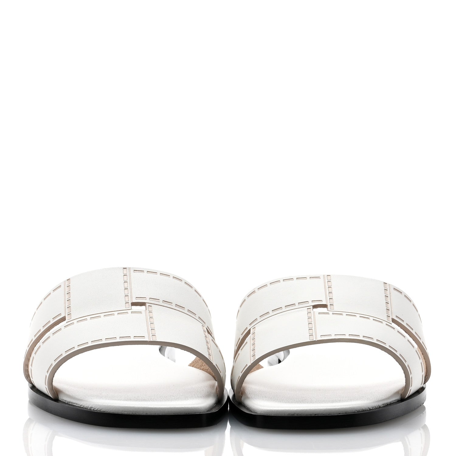 Hermes Calfskin Mosaique Idioma Sandals 37 White 2 of 9