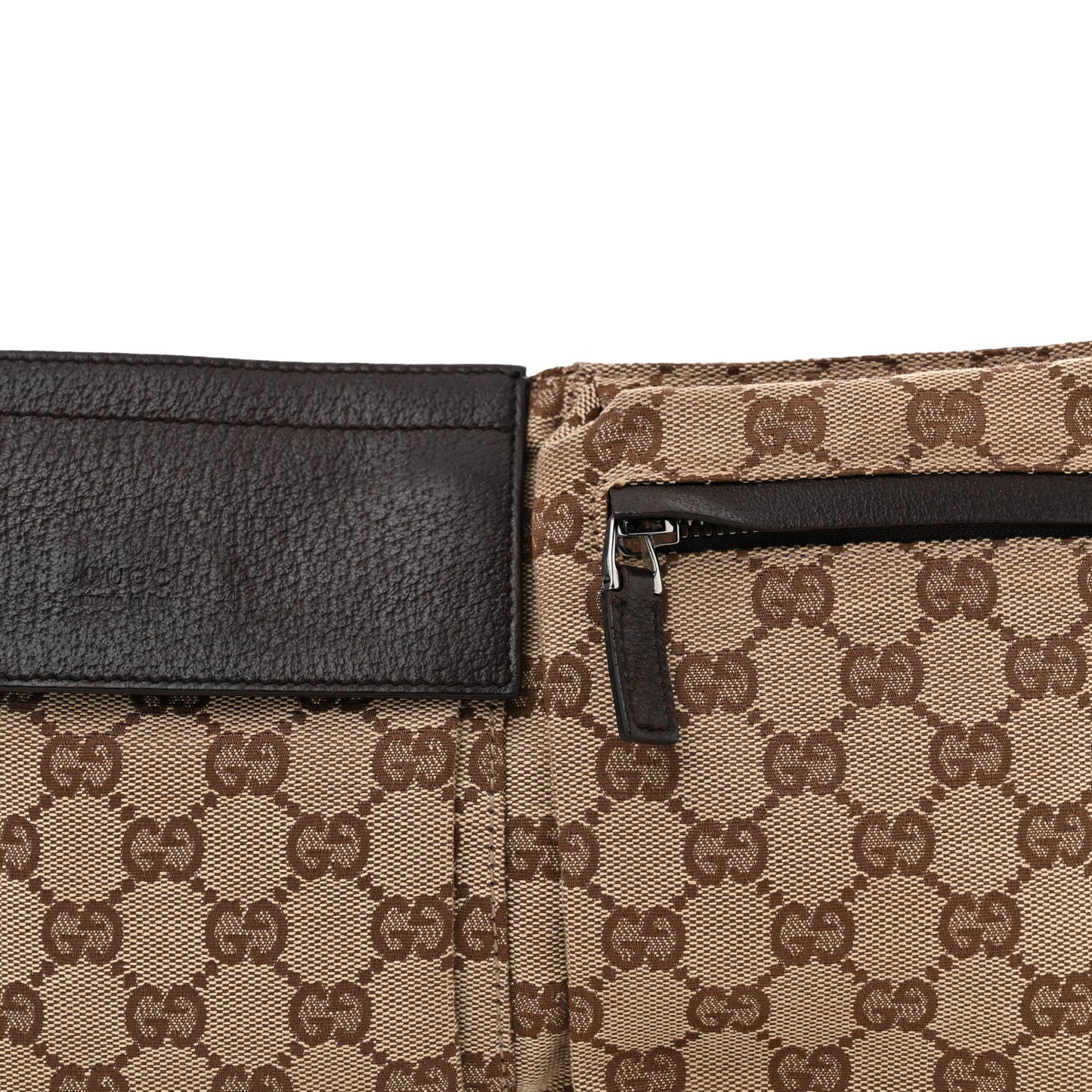 GG Monogram Double Pocket Belt Bag Dark Brown