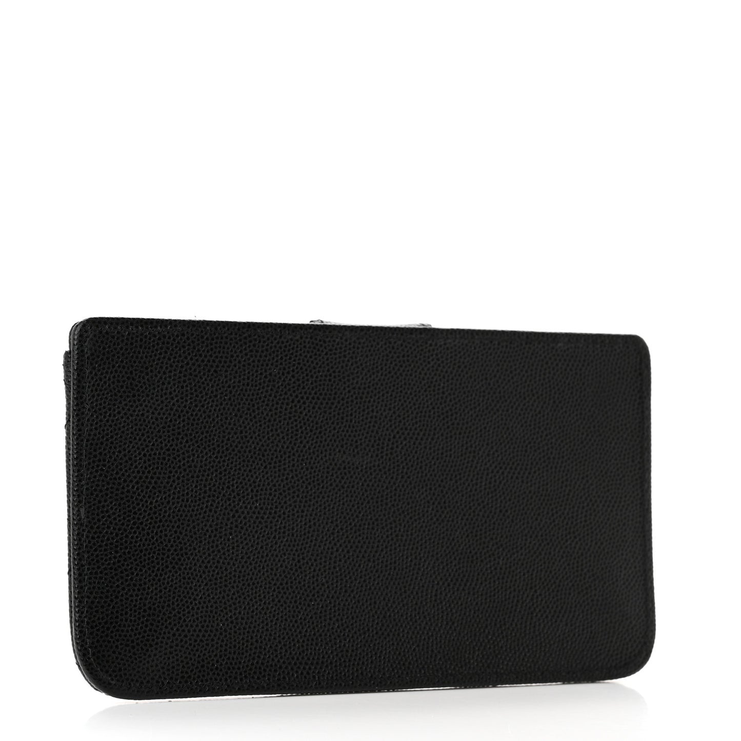 Caviar Quilted Phone Holder Wallet on Removable Chain Insert Black