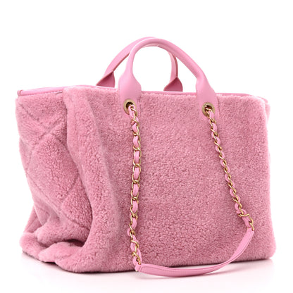 Chanel Shearling Lambskin Medium Deauville Tote Pink 4 of 12