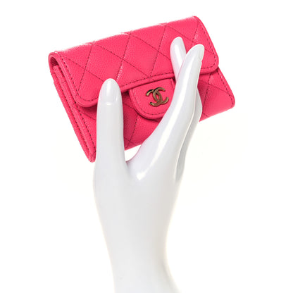 Chanel Caviar Quilted Flap Card Holder Wallet Fuchsia 2 of 9