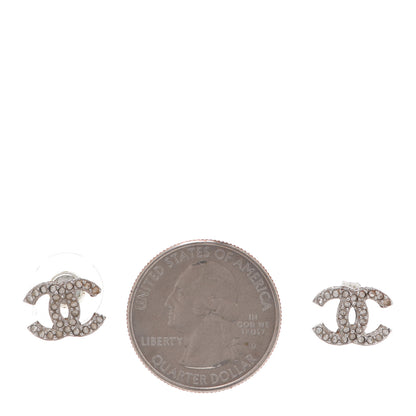Chanel Crystal Timeless CC Earrings Silver 2 of 4