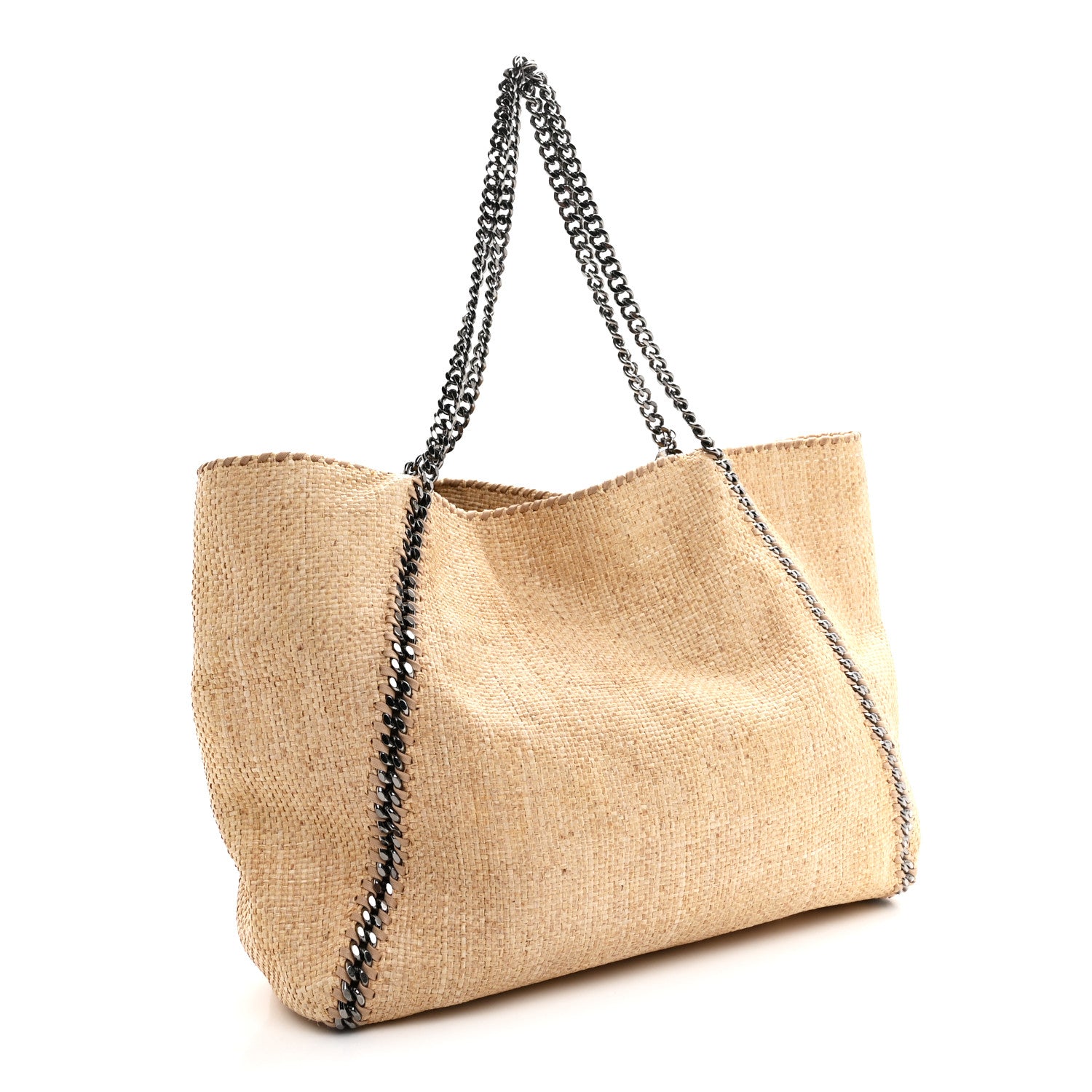 Stella McCartney Woven Raffia Falabella Tote Bag Natural 3 of 10