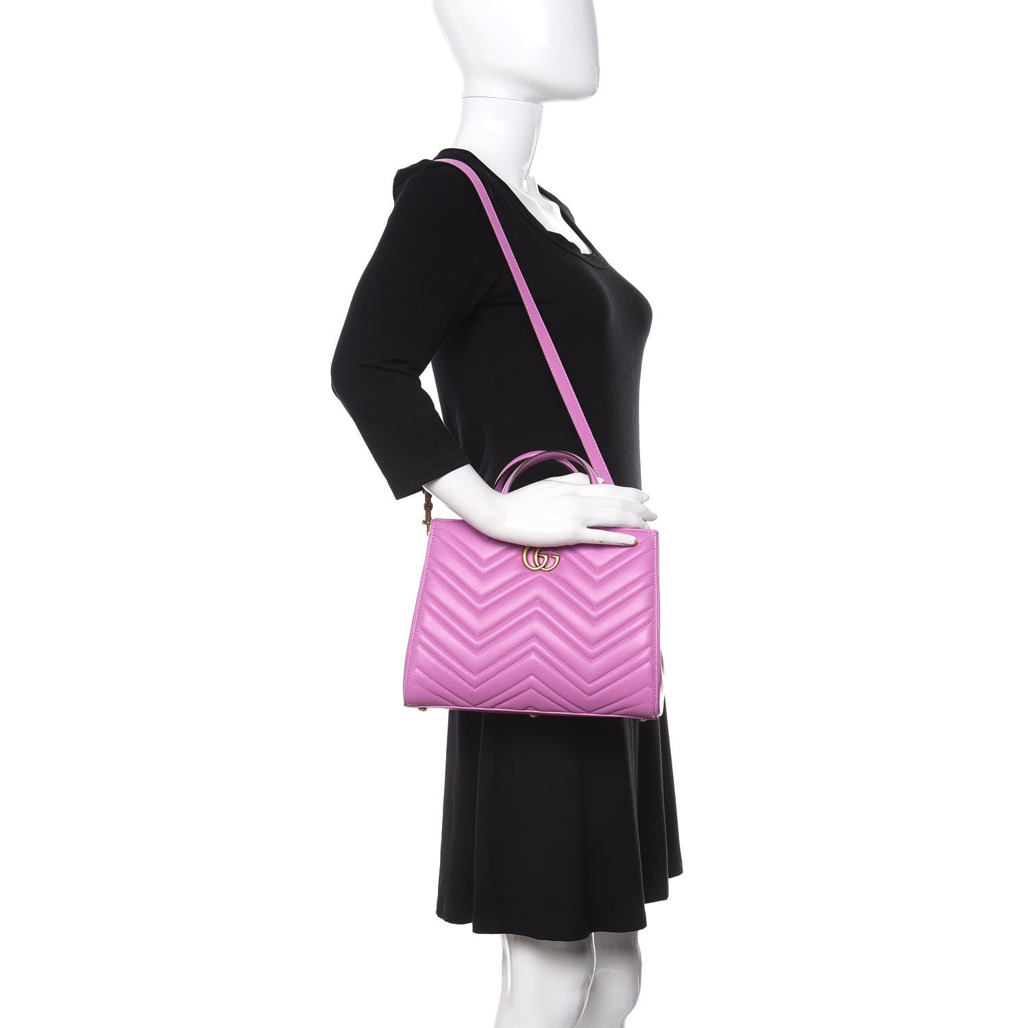 Gucci Calfskin Matelasse Small GG Marmont Tote Candy Mousse 2 of 10