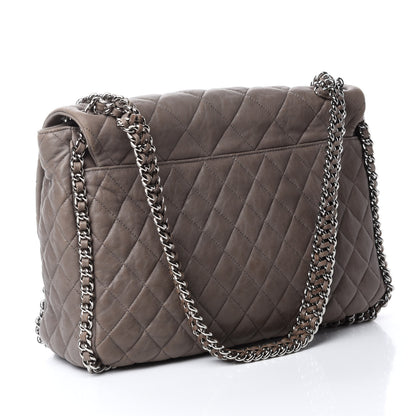 Chanel Washed Lambskin Quilted Chain Around Maxi Flap Taupe 3 of 11