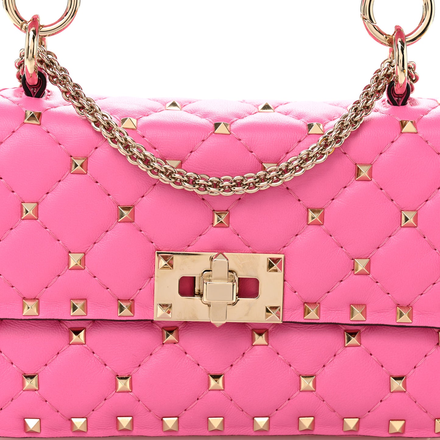 Nappa Small Rockstud Spike Shoulder Bag Shadow Pink