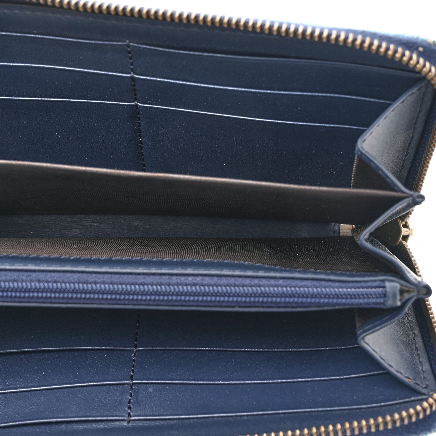 Gucci Denim Matelasse Pearly GG Marmont Zip Around Wallet Blue 5 of 12