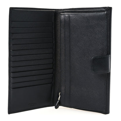 Prada Saffiano Metal Triangle Large Flap Wallet Black 5 of 8