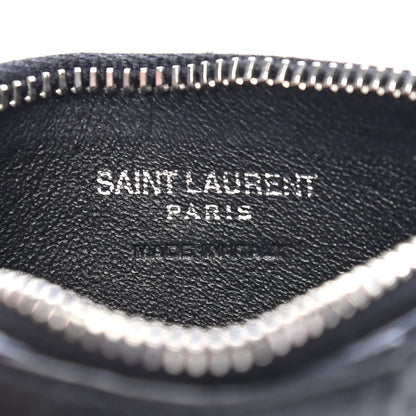 Saint Laurent Calfskin Crocodile Embossed 5 Fragments Zip Pouch Card Holder Black 6 of 8
