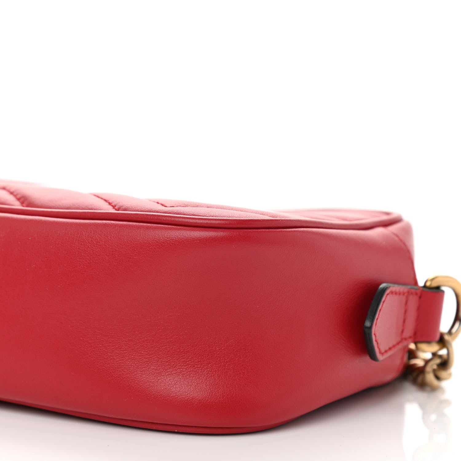 Gucci Calfskin Matelasse Mini GG Marmont Chain Shoulder Bag Hibiscus Red 7 of 7