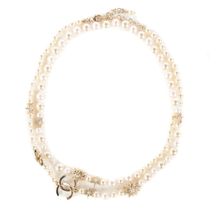 Chanel Pearl Crystal CC Star Long Necklace Gold 1 of 6