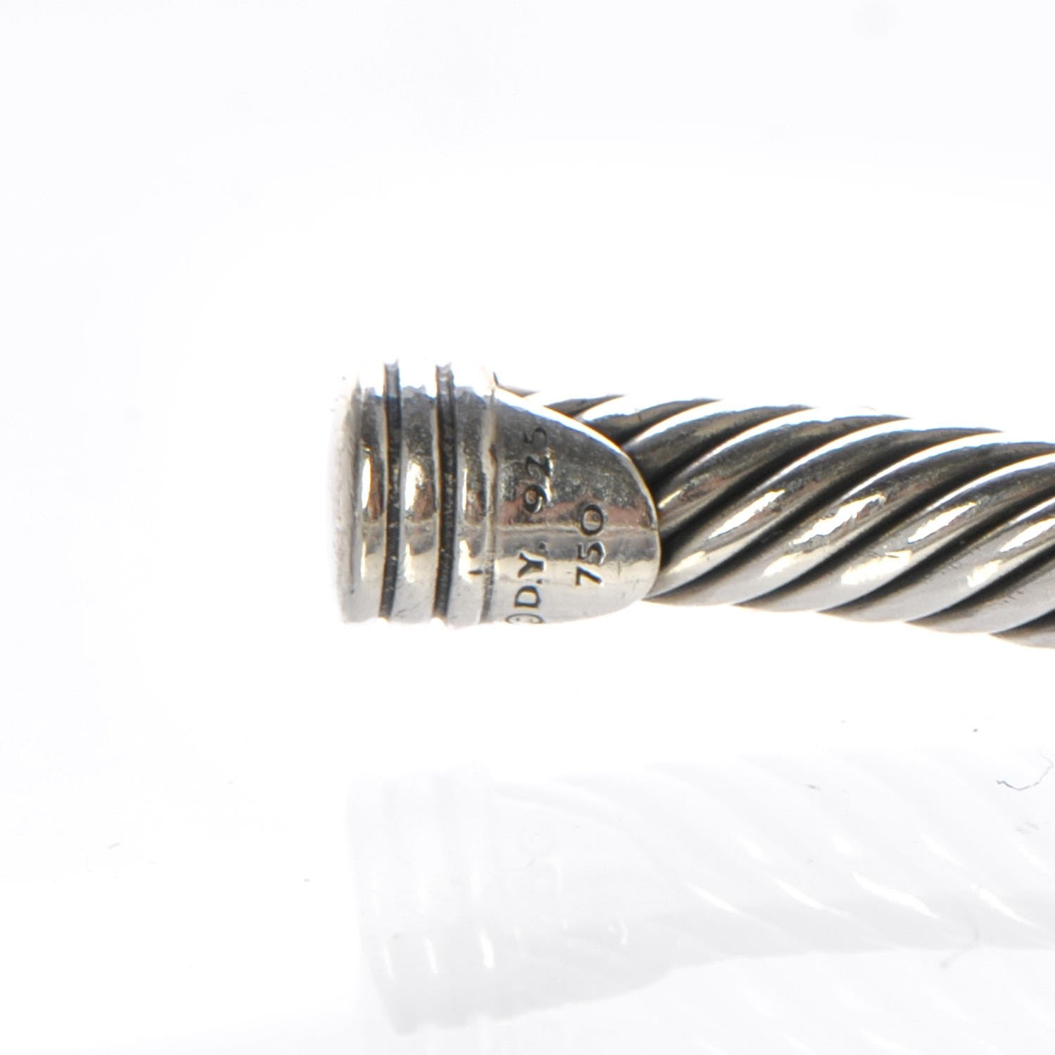 David Yurman Sterling Silver 18K Yellow Gold 4mm X Station Cable Bracelet 4 of 5
