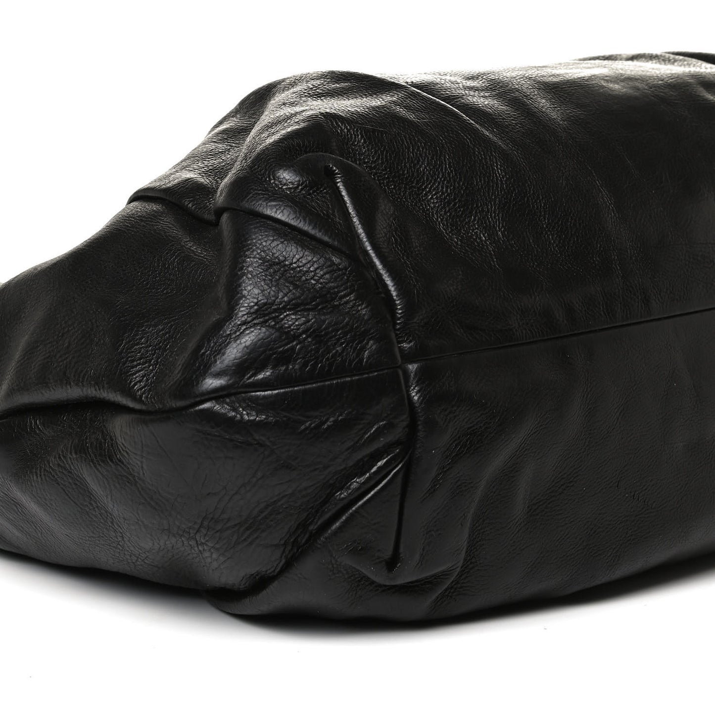 Soft Calf Pleated Shoulder Bag Black