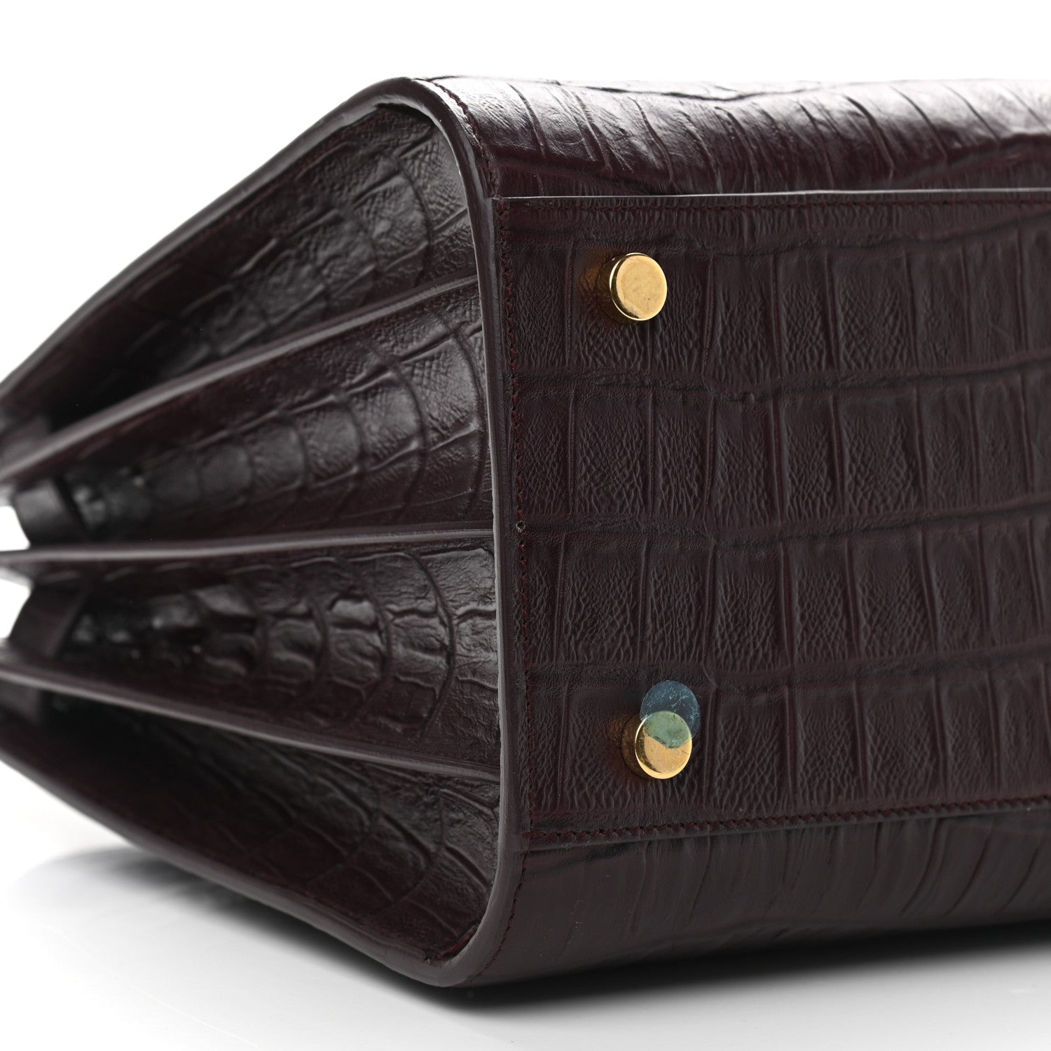 Saint Laurent Calfskin Crocodile Embossed Small Sac de Jour Rouge Legion 7 of 8