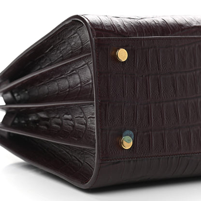 Saint Laurent Calfskin Crocodile Embossed Small Sac de Jour Rouge Legion 7 of 8