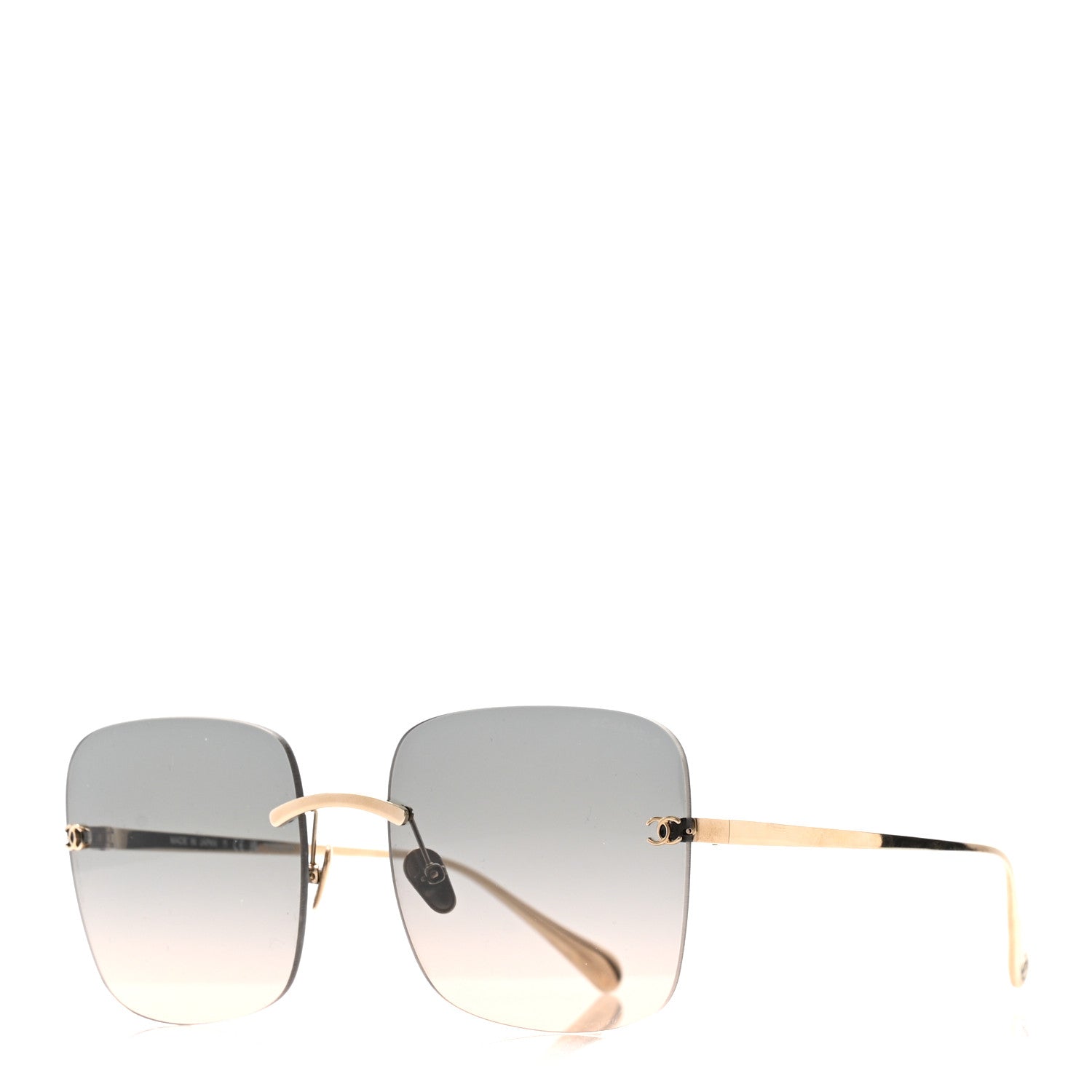 Chanel Titanium Rimless Square Sunglasses 4287-T Gold Gradient Green 1 of 8