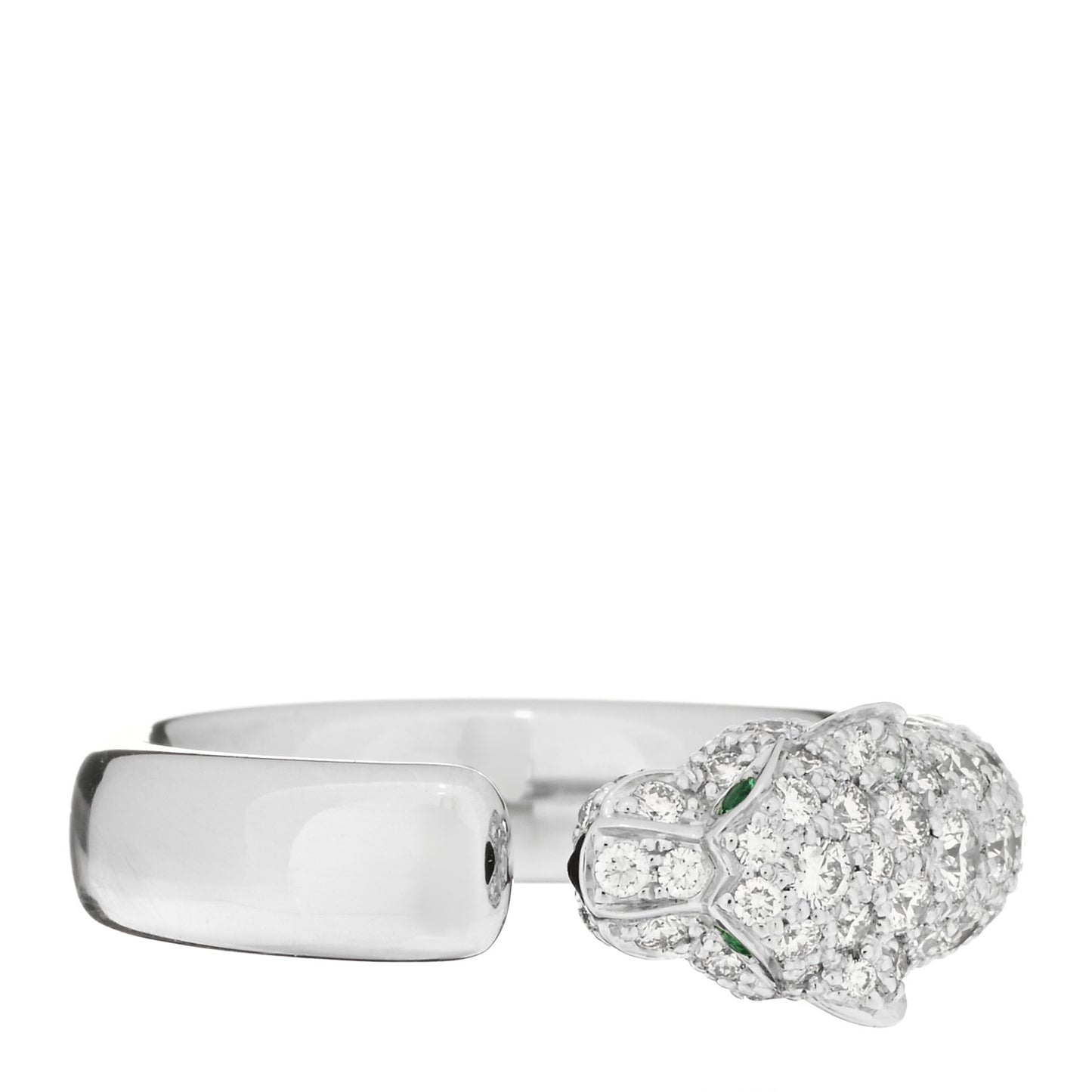 18K White Gold Diamond Black Onyx Emerald Panthere De Cartier Ring 51 5.75
