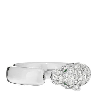 Cartier 18K White Gold Diamond Black Onyx Emerald Panthere De Cartier Ring 51 5.75 4 of 6