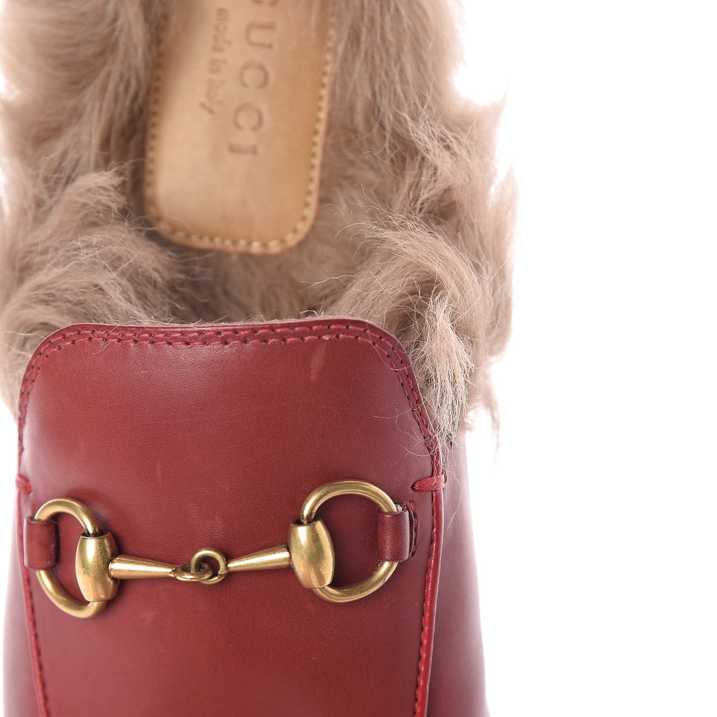 Betis Glamour Calfskin Fur Womens Princetown Slippers 36 Hibiscus Red Naturale