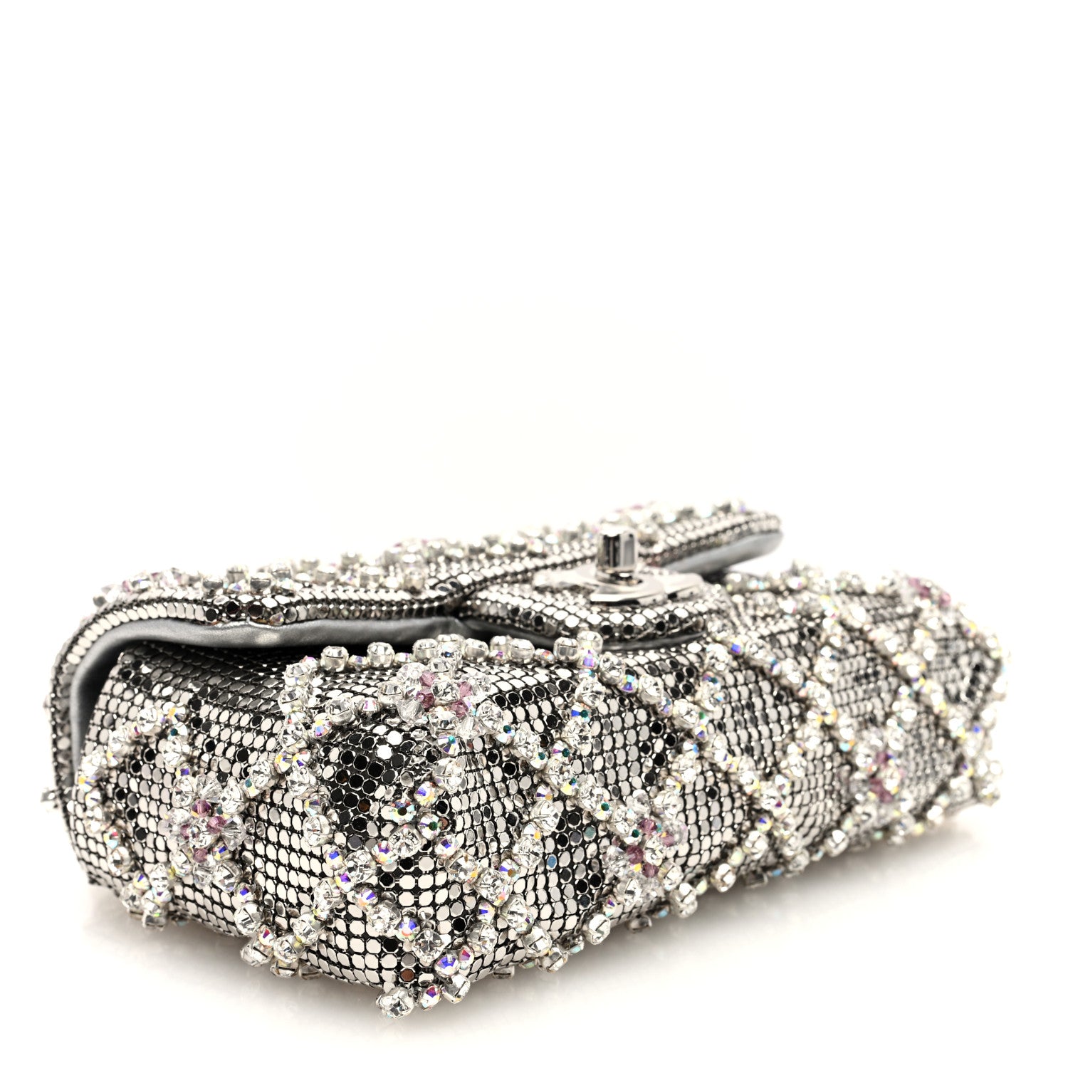 Chanel Chain Mail Crystal Quilted Mini Flap Argent 4 of 10