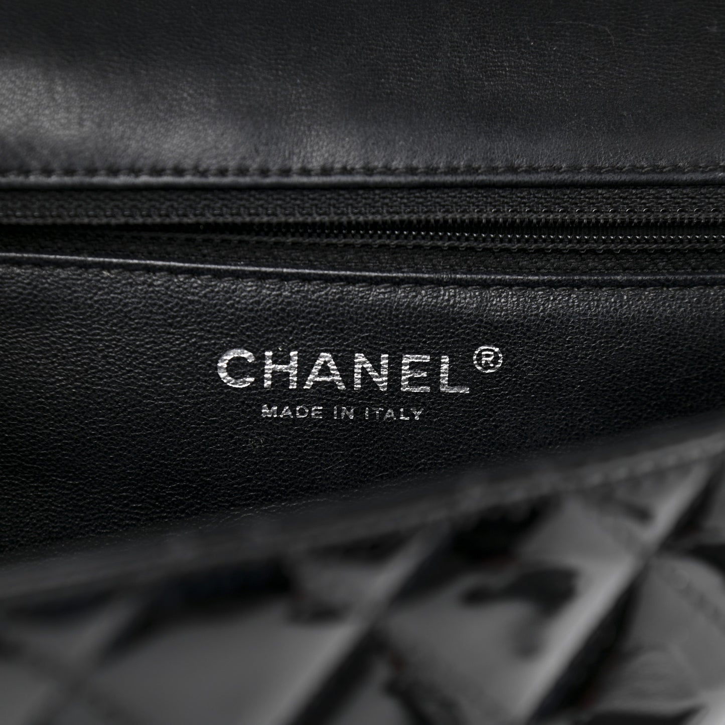 Lambskin Patent Classic Twist Crescent Flap Bag Black