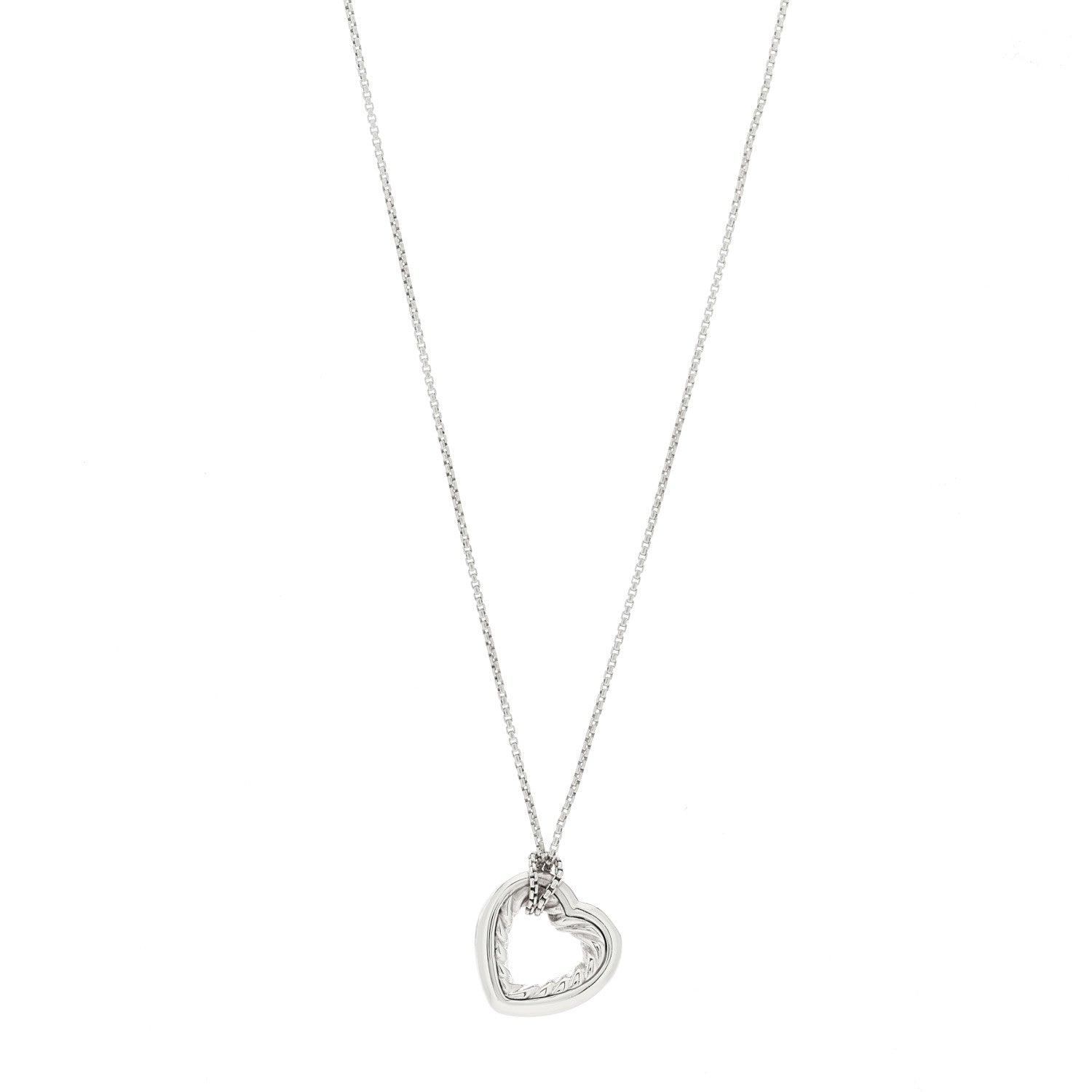 David Yurman Sterling Silver 18K Yellow Gold Open Heart Cable Necklace 1 of 7