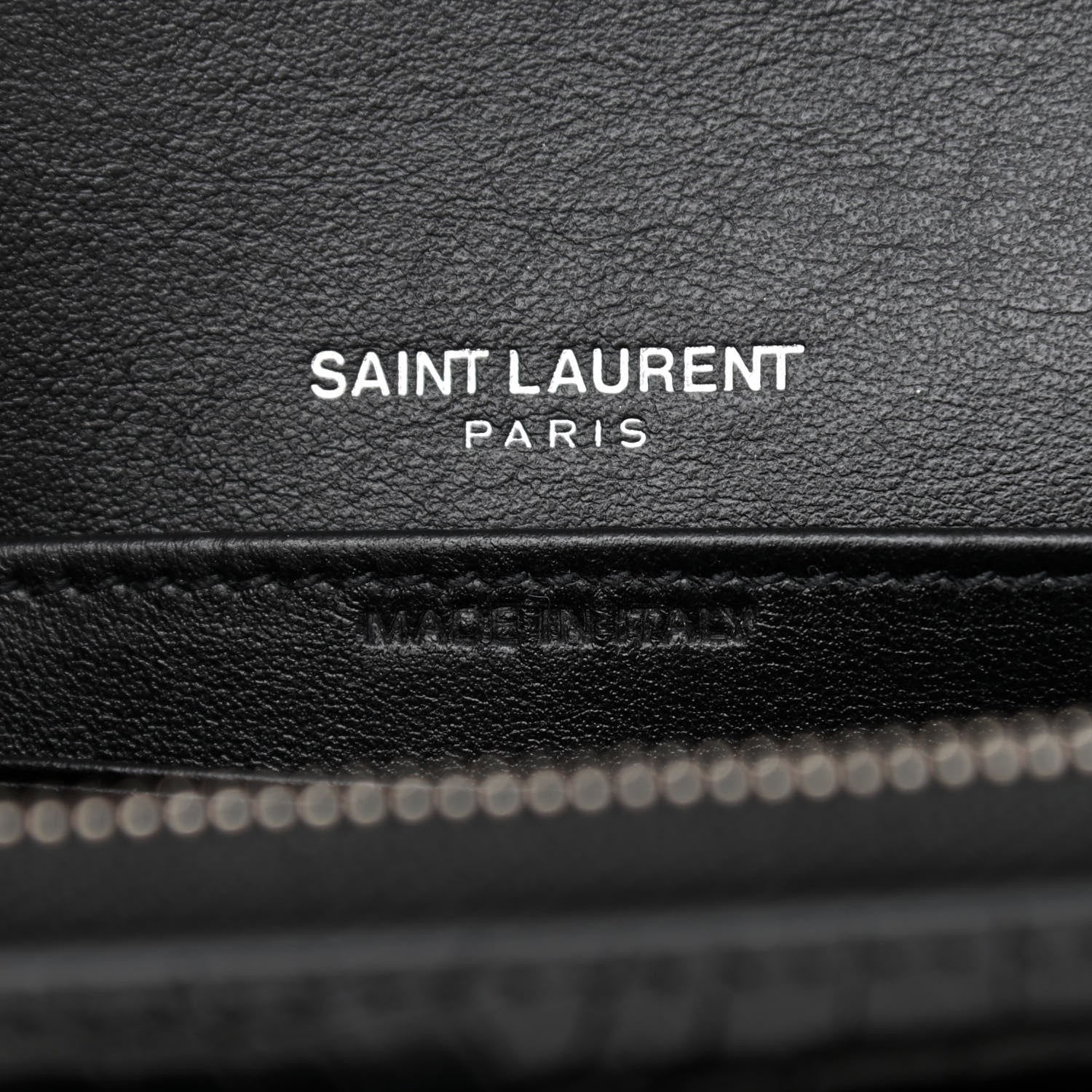 Saint Laurent Calfskin Crocodile Embossed Monogram Sunset Chain Wallet Black 6 of 10