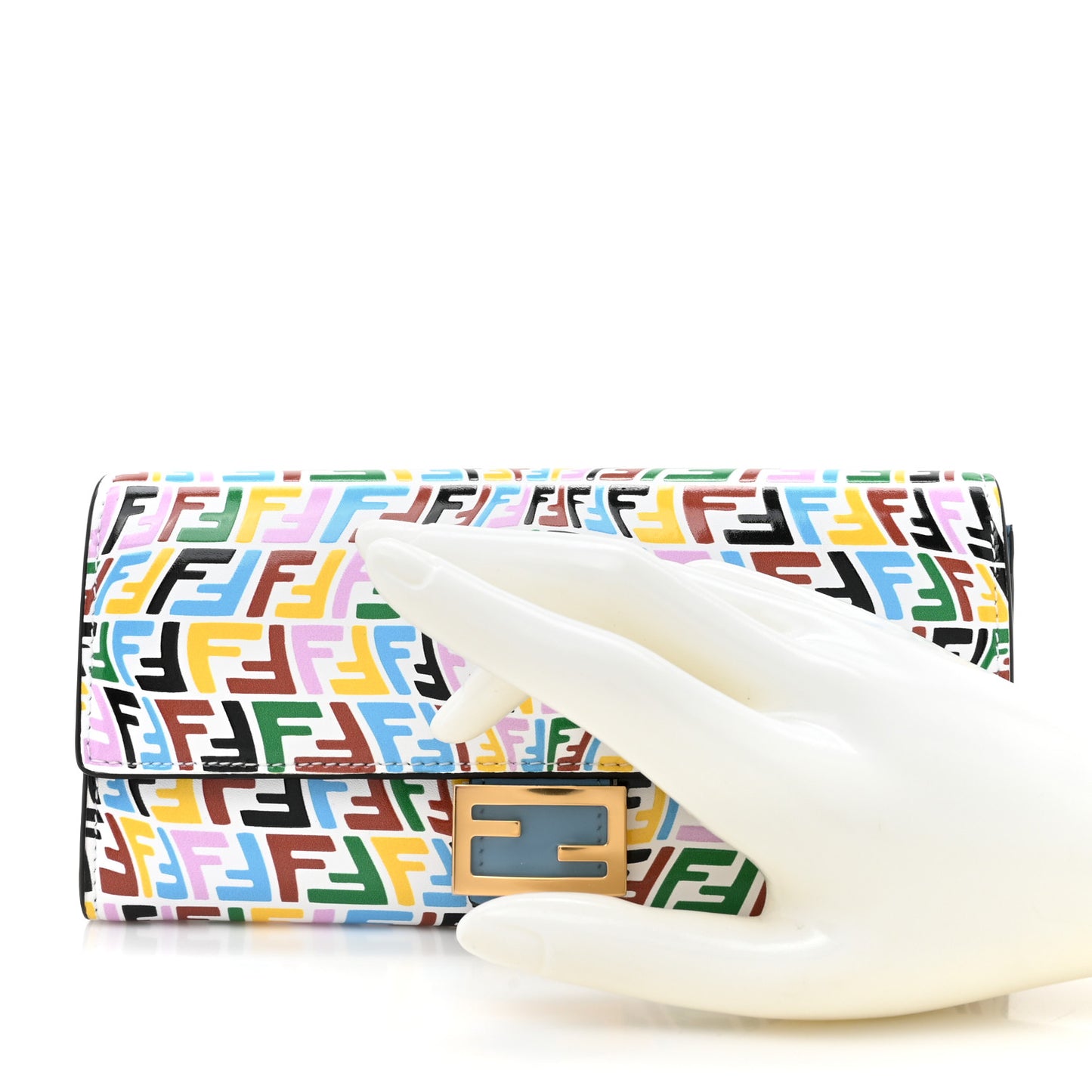 X SARAH COLEMAN Vitello Liberty Ceylon Micro FF Fish Eye Embossed Continental Envelope Wallet Multicolor Cyber Blue