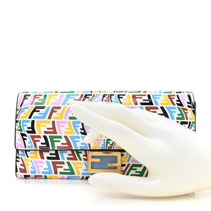 Fendi X SARAH COLEMAN Vitello Liberty Ceylon Micro FF Fish Eye Embossed Continental Envelope Wallet Multicolor Cyber Blue 2 of 8