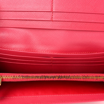 Prada Saffiano Metal Continental Flap Wallet Peonia 5 of 9